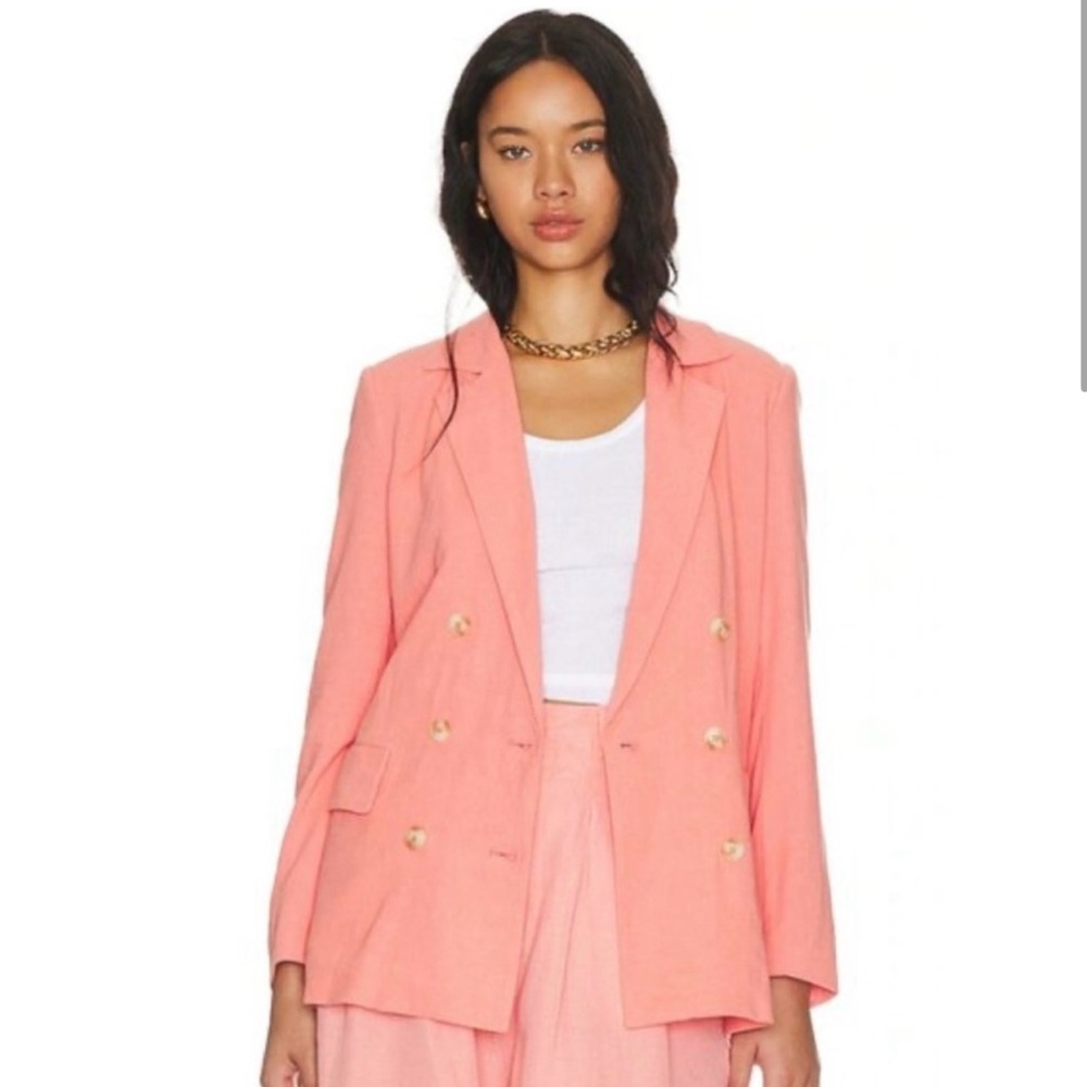 Free People Coral Double-Breasted Blazer
